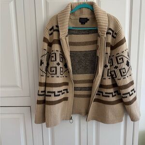 Pendleton Beige and Brown Patterned Cardigan